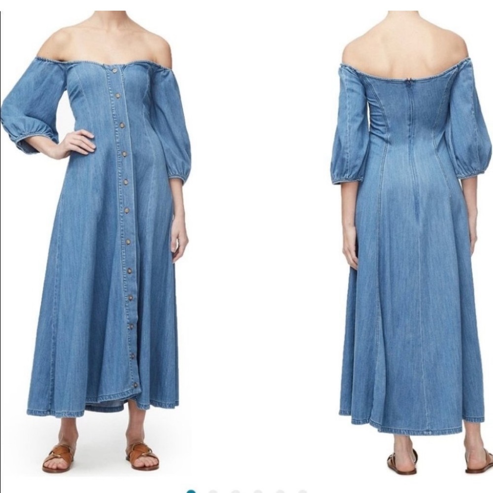Good American Off the Shoulder Chambray Dress XL